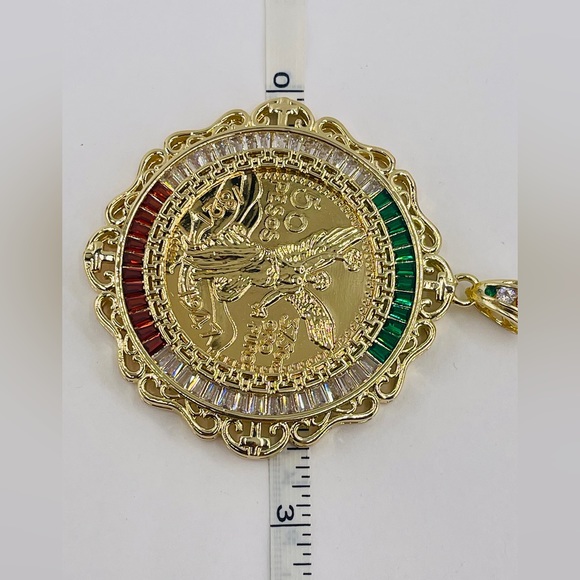Coin 50 Mexican Pesos GOLD PLATED 14k CZ - Picture 8 of 8